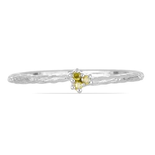 0.036 CT G-H, I2-I3 YELLOW DIAMOND DOUBLE CUT STERLING SILVER RING #VR036931